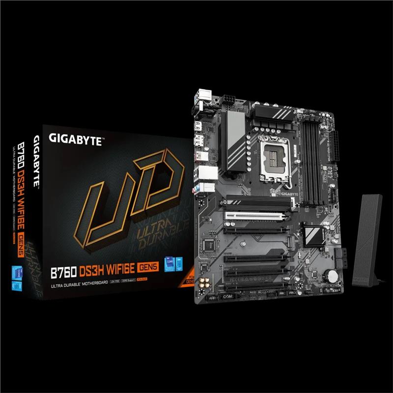 Материнська плата GIGABYTE B760 DS3H WF6E GEN5 B760 s1700 4xDDR5 M.2 HDMI Wi-Fi BT ATX