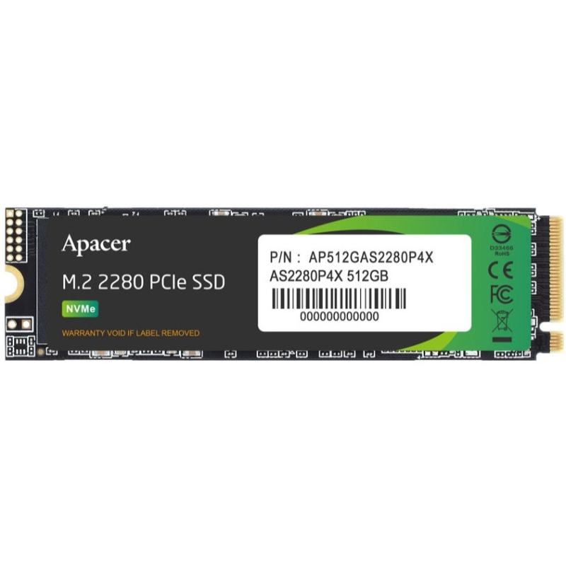 Накопичувач SSD  512GB Apacer AS2280P4X M.2 PCIe 3.0 3D TLC (AP512GAS2280P4X-1)