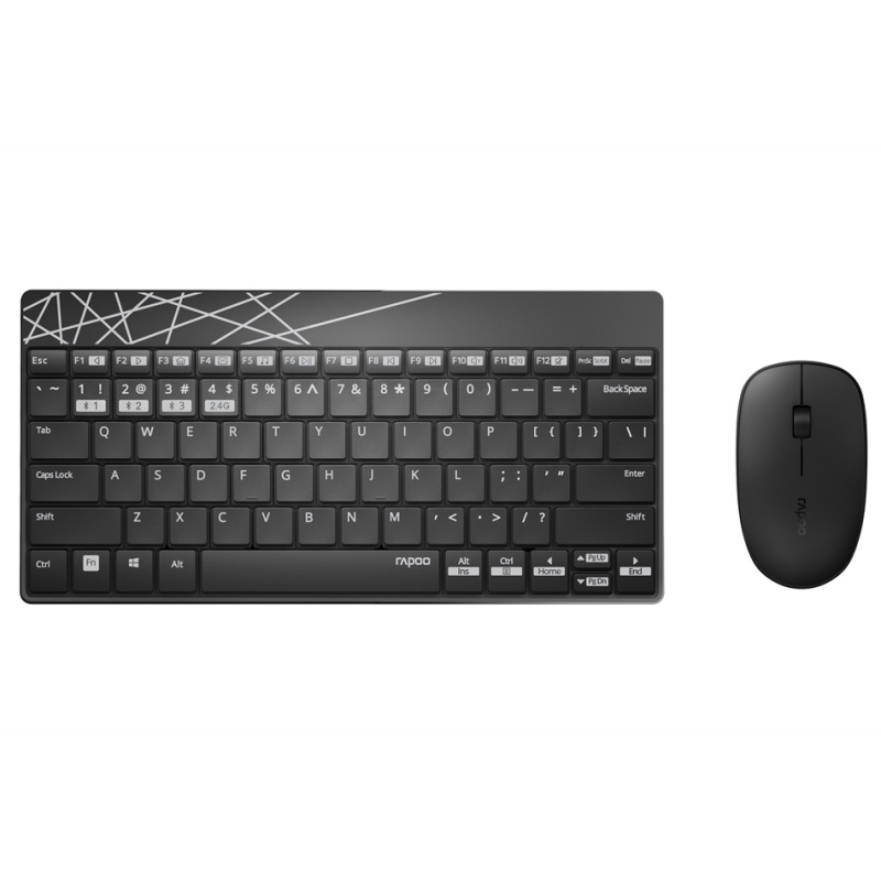 Комплект (клавіатура, миша) бездротовий Rapoo 8000M Wireless Black